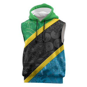 Tanzania 255 Sleeveless Hoodie African Mix Pattern Flag Motif - African Pride