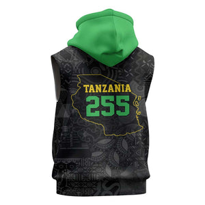 Tanzania 255 Sleeveless Zip Hoodie African Mix Pattern Flag Motif - African Pride