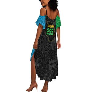 Tanzania 255 Summer Maxi Dress African Mix Pattern Flag Motif - African Pride