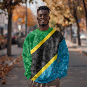Tanzania 255 Sweatshirt African Mix Pattern Flag Motif - African Pride