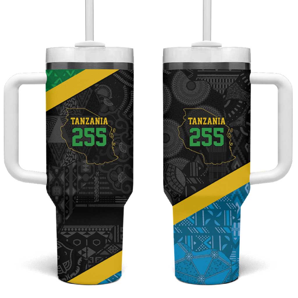 Tanzania 255 Tumbler With Handle African Mix Pattern Flag Motif - African Pride