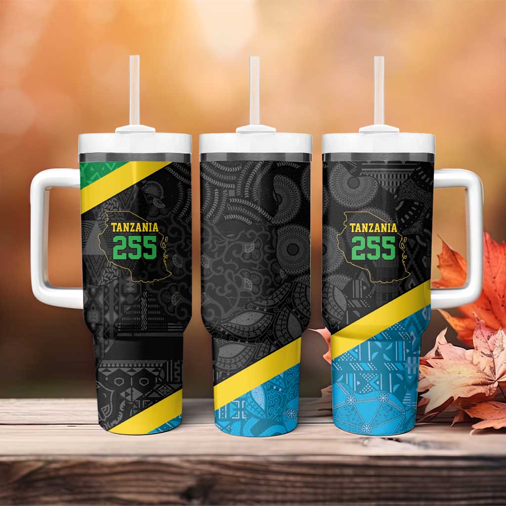 Tanzania 255 Tumbler With Handle African Mix Pattern Flag Motif - African Pride