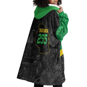 Tanzania 255 Wearable Blanket Hoodie African Mix Pattern Flag Motif - African Pride