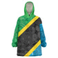 Tanzania 255 Wearable Blanket Hoodie African Mix Pattern Flag Motif - African Pride
