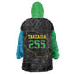 Tanzania 255 Wearable Blanket Hoodie African Mix Pattern Flag Motif - African Pride