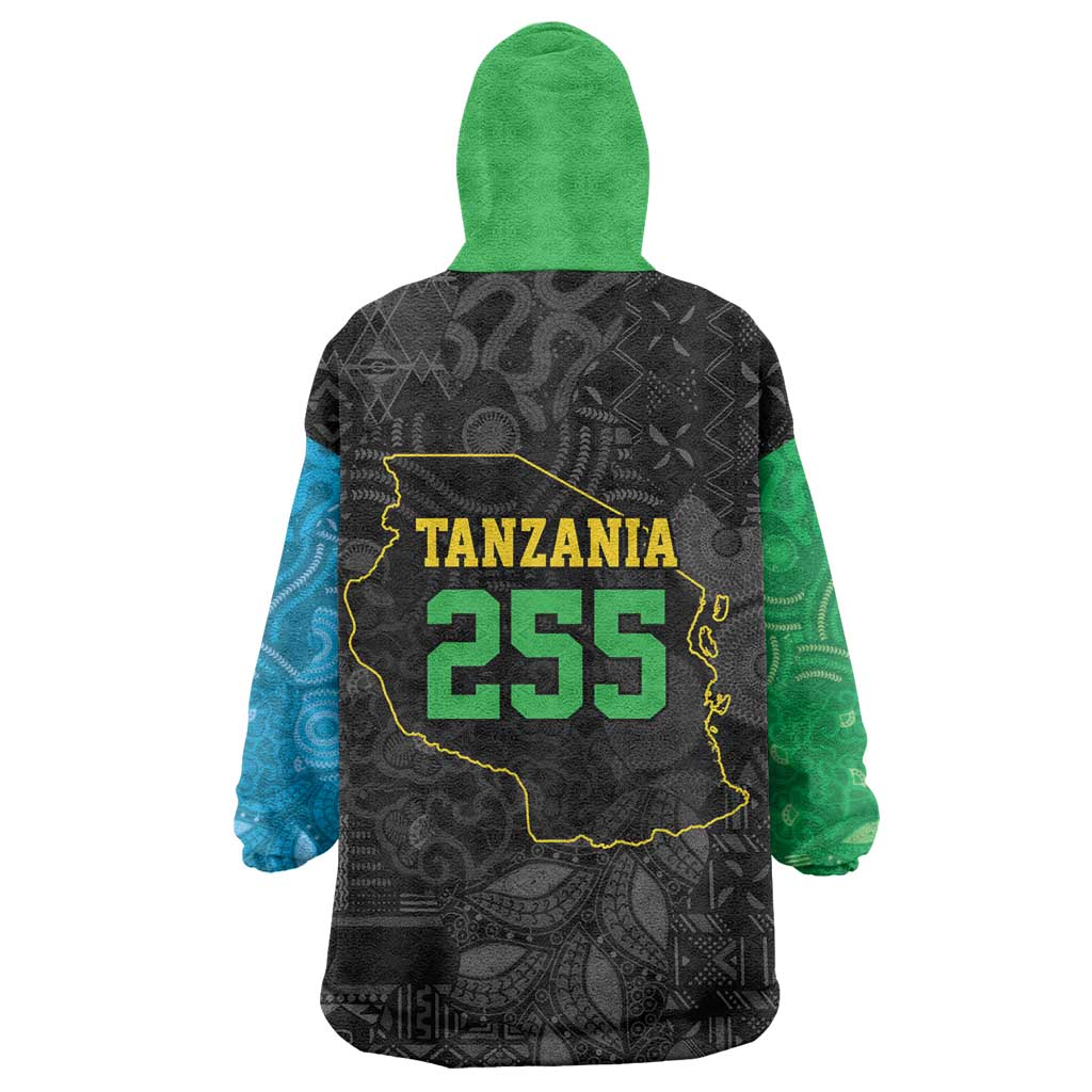 Tanzania 255 Wearable Blanket Hoodie African Mix Pattern Flag Motif - African Pride