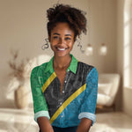 Tanzania 255 Women Casual Shirt African Mix Pattern Flag Motif - African Pride