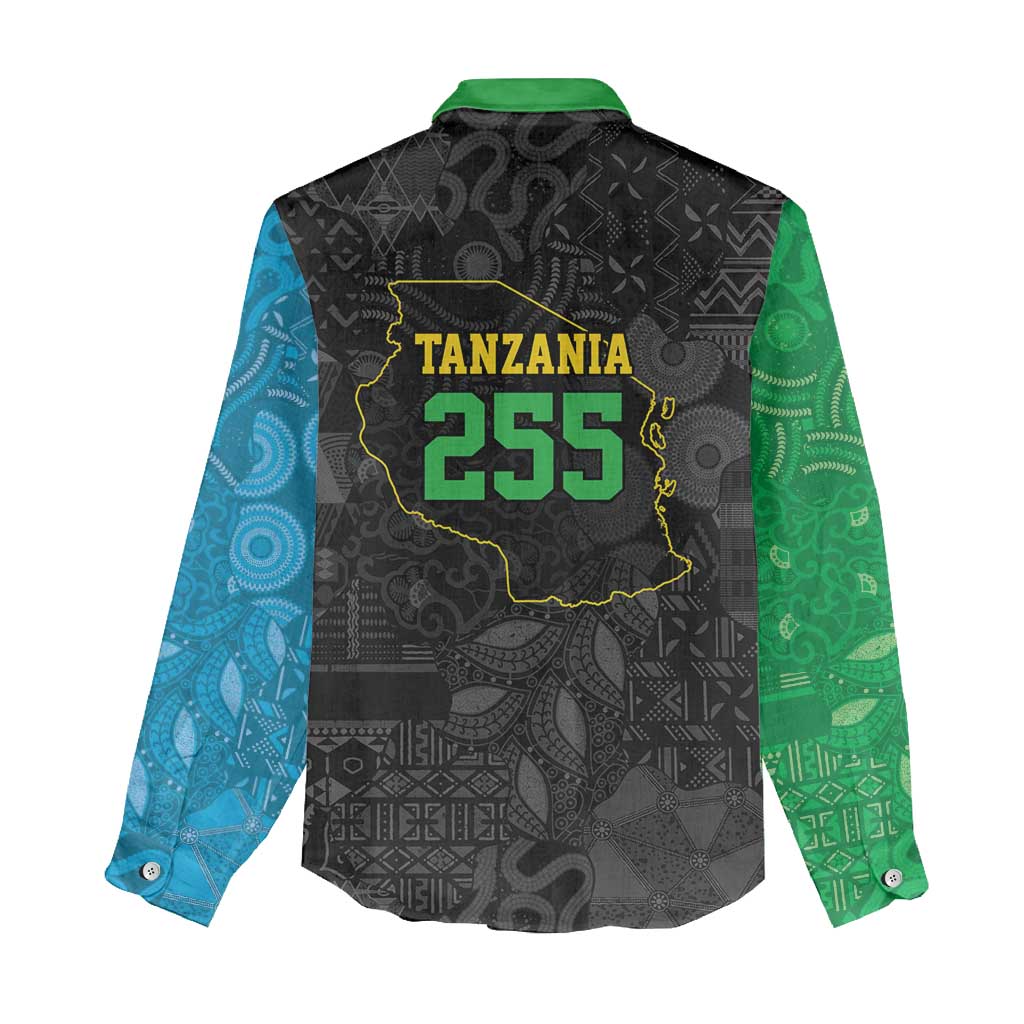 Tanzania 255 Women Casual Shirt African Mix Pattern Flag Motif - African Pride