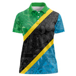 Tanzania 255 Women Polo Shirt African Mix Pattern Flag Motif - African Pride