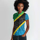 Tanzania 255 Women Polo Shirt African Mix Pattern Flag Motif - African Pride