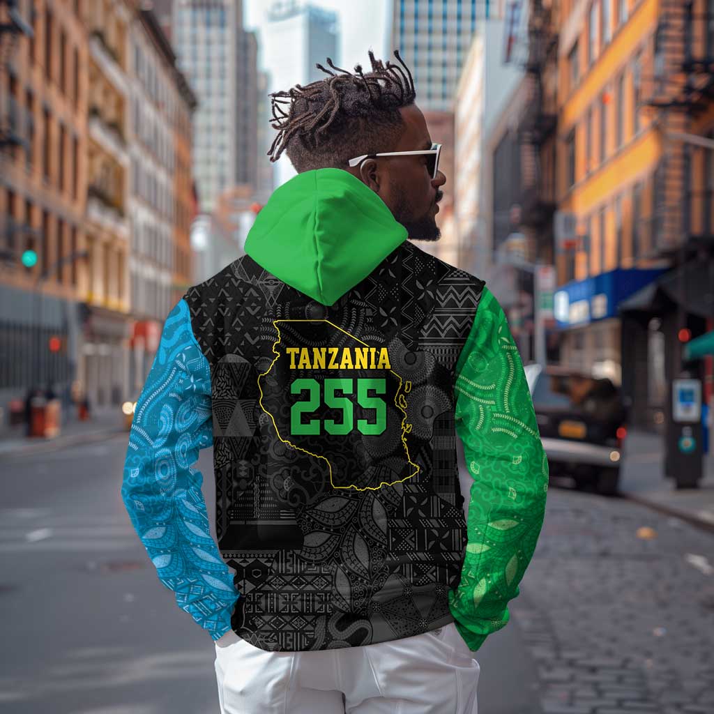 Tanzania 255 Zip Hoodie African Mix Pattern Flag Motif - African Pride