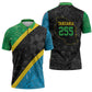 Tanzania 255 Zipper Polo Shirt African Mix Pattern Flag Motif