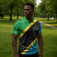 Tanzania 255 Zipper Polo Shirt African Mix Pattern Flag Motif