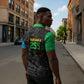 Tanzania 255 Zipper Polo Shirt African Mix Pattern Flag Motif