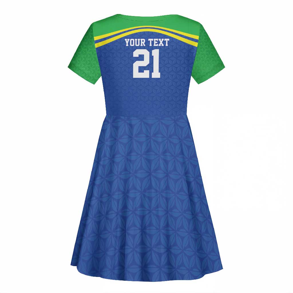 Custom Cicket African Tanzania Kid Short Sleeve Dress The Cows Tanzania Pattern - African Pride