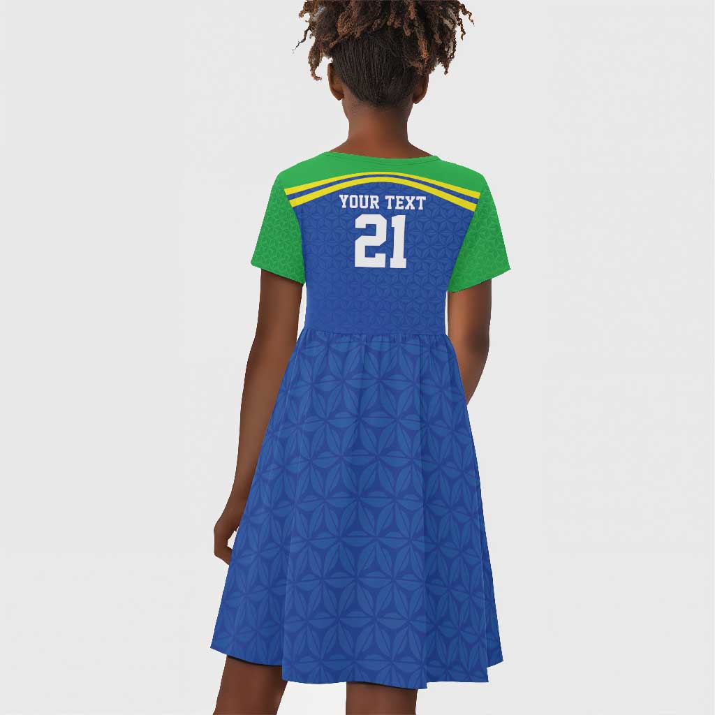 Custom Cicket African Tanzania Kid Short Sleeve Dress The Cows Tanzania Pattern - African Pride