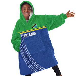 Custom Cicket African Tanzania Kid Wearable Blanket Hoodie The Cows Tanzania Pattern - African Pride