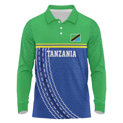 Custom Cicket African Tanzania Long Sleeve Polo Shirt The Cows Tanzania Pattern - African Pride