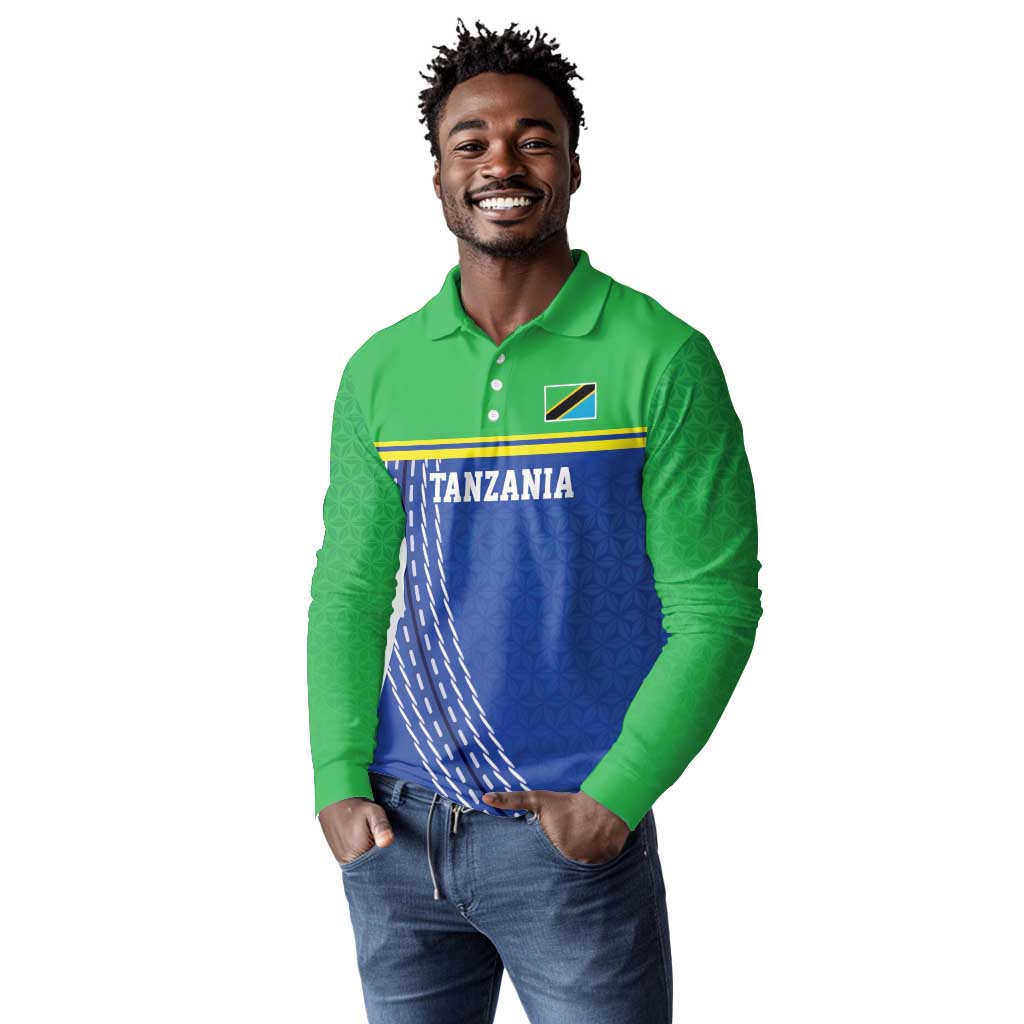 Custom Cicket African Tanzania Long Sleeve Polo Shirt The Cows Tanzania Pattern - African Pride