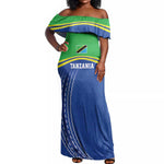 Custom Cicket African Tanzania Off Shoulder Maxi Dress The Cows Tanzania Pattern - African Pride