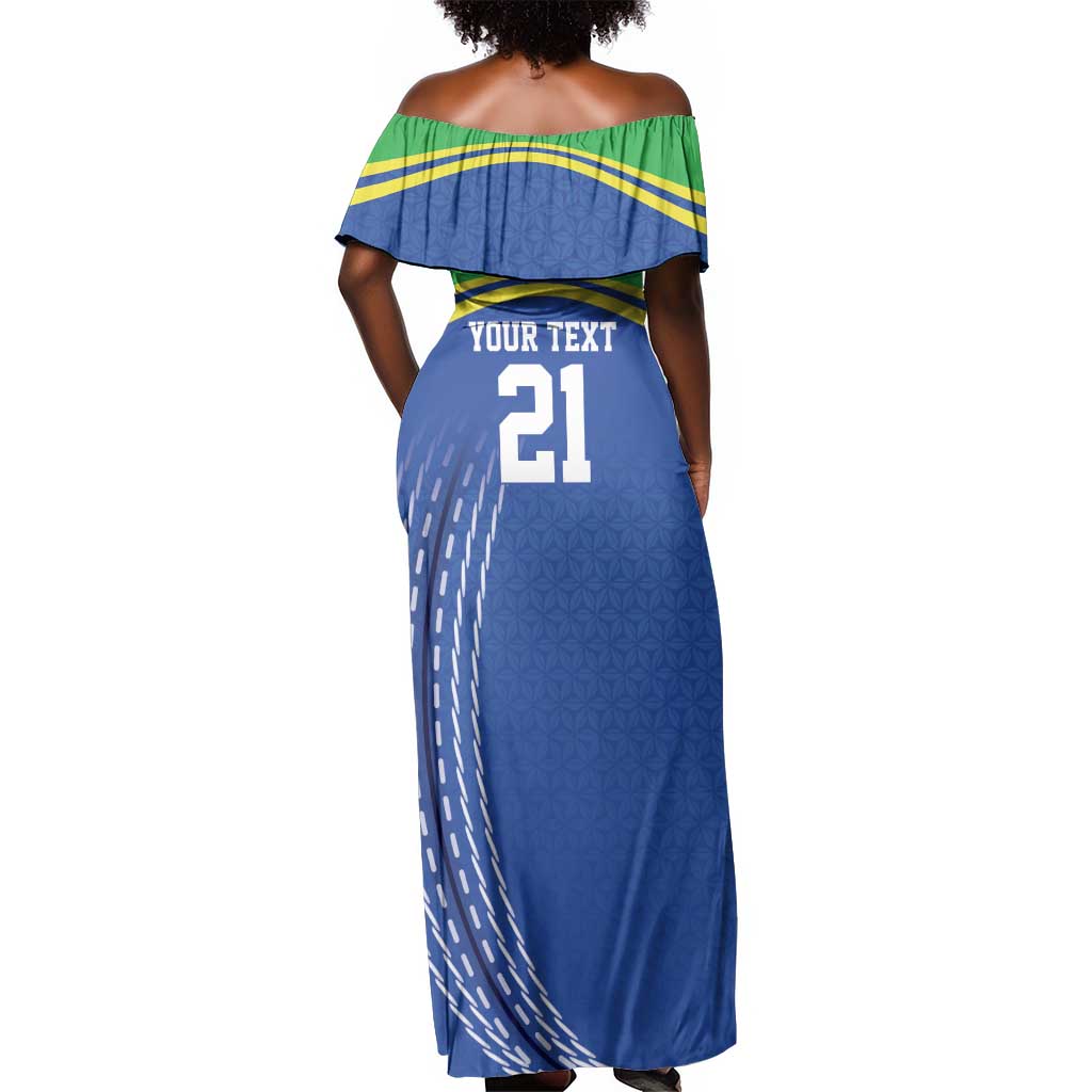 Custom Cicket African Tanzania Off Shoulder Maxi Dress The Cows Tanzania Pattern - African Pride