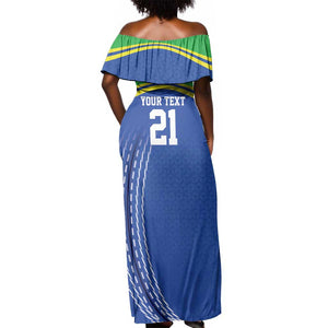 Custom Cicket African Tanzania Off Shoulder Maxi Dress The Cows Tanzania Pattern - African Pride