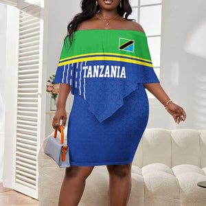 Custom Cicket African Tanzania Off Shoulder Short Dress The Cows Tanzania Pattern - African Pride