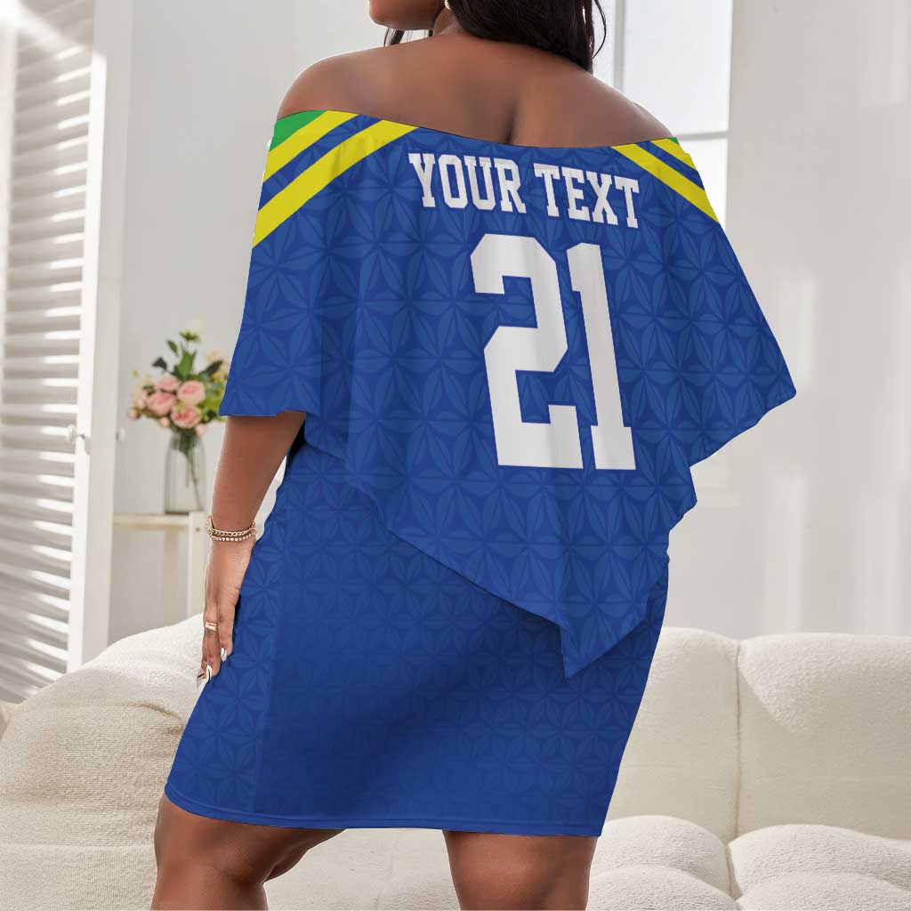 Custom Cicket African Tanzania Off Shoulder Short Dress The Cows Tanzania Pattern - African Pride