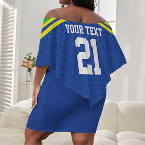 Custom Cicket African Tanzania Off Shoulder Short Dress The Cows Tanzania Pattern - African Pride