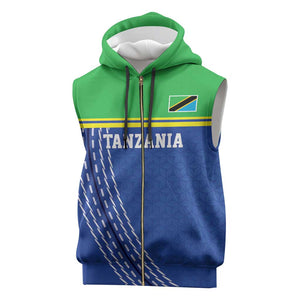 Custom Cicket African Tanzania Sleeveless Zip Hoodie The Cows Tanzania Pattern - African Pride