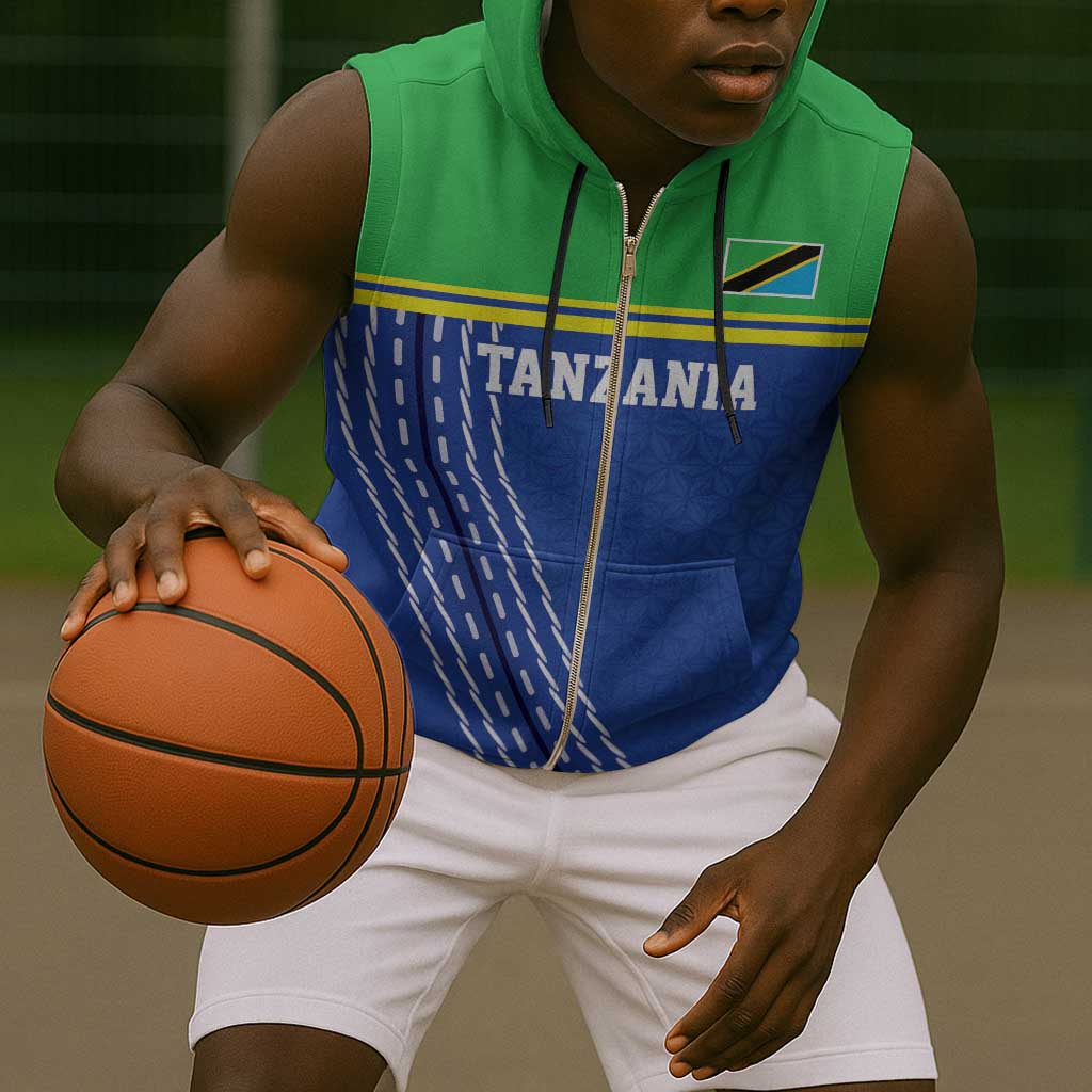 Custom Cicket African Tanzania Sleeveless Zip Hoodie The Cows Tanzania Pattern - African Pride