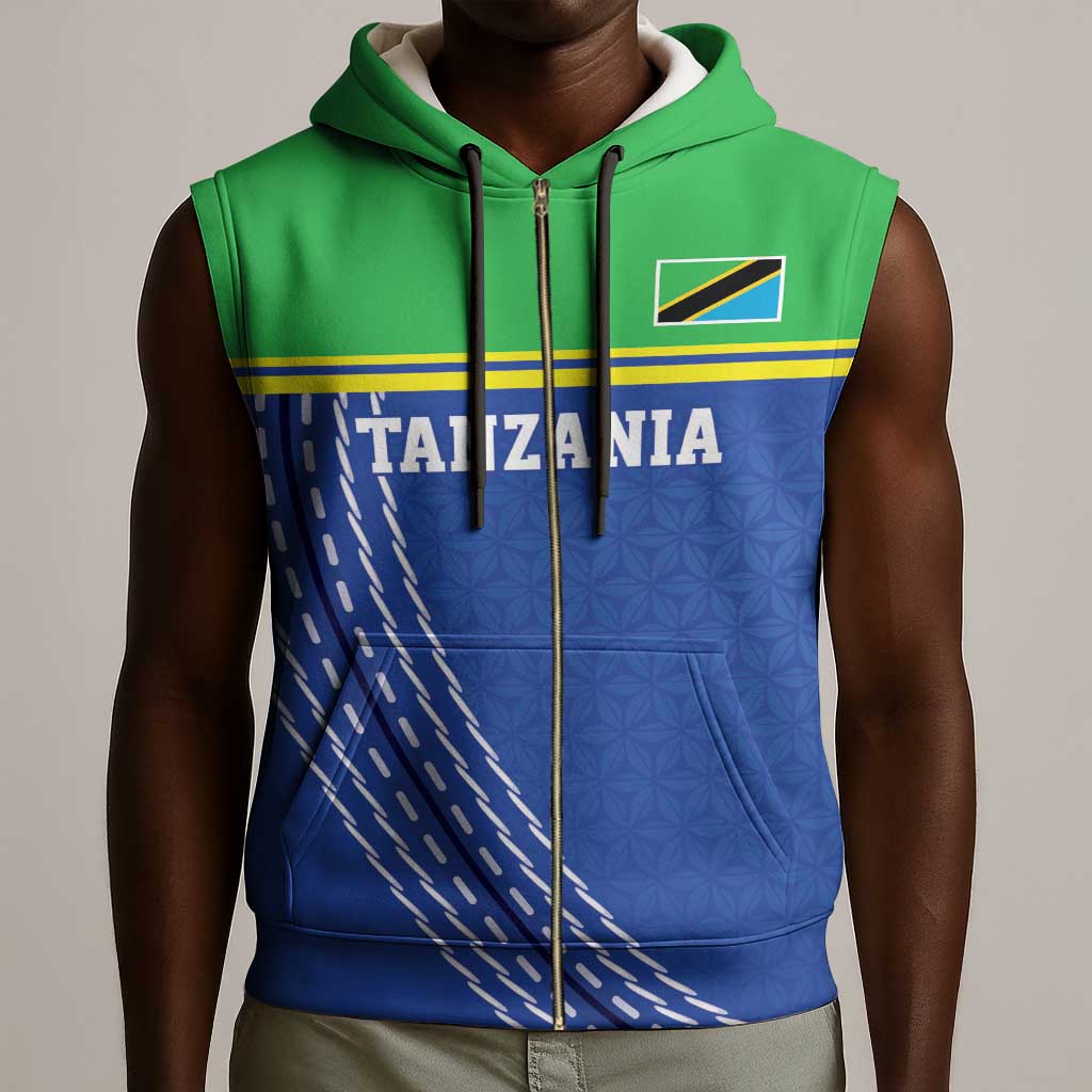 Custom Cicket African Tanzania Sleeveless Zip Hoodie The Cows Tanzania Pattern - African Pride