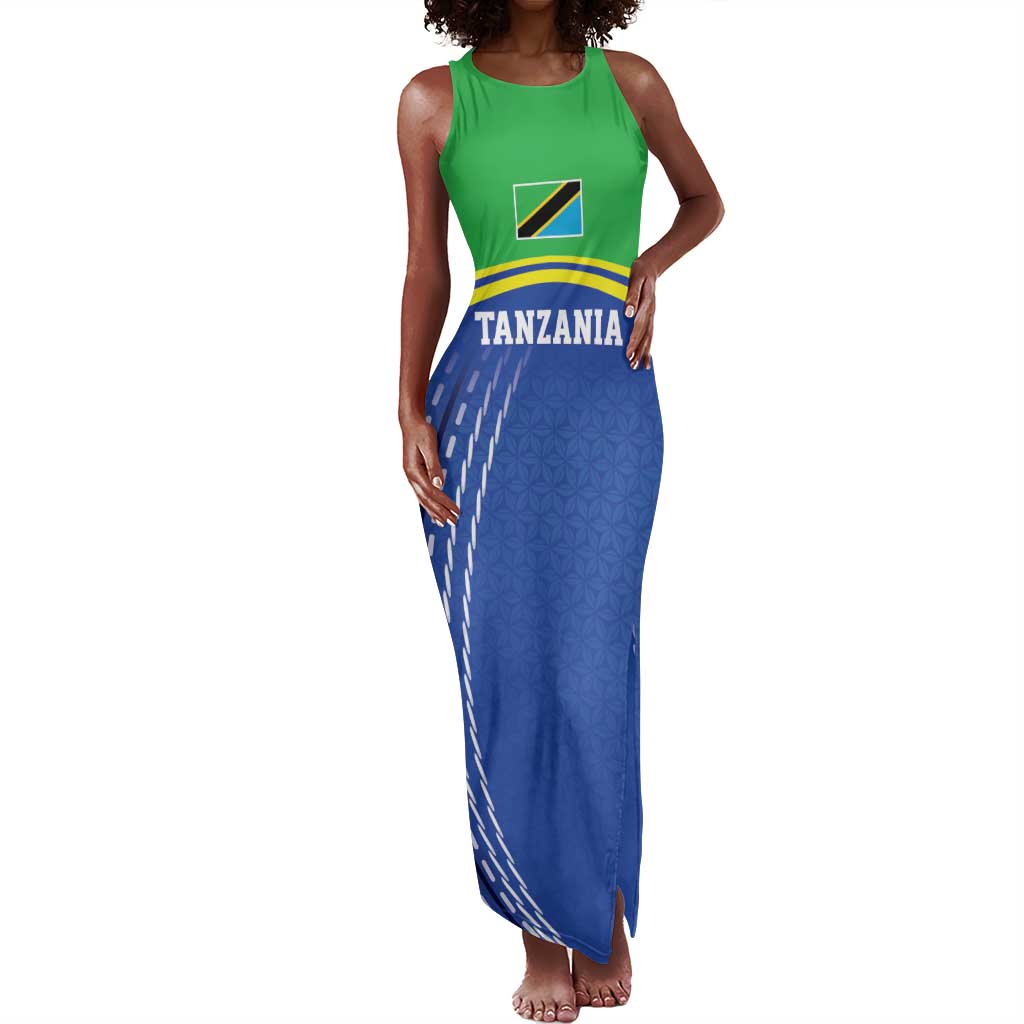 Custom Cicket African Tanzania Tank Maxi Dress The Cows Tanzania Pattern - African Pride