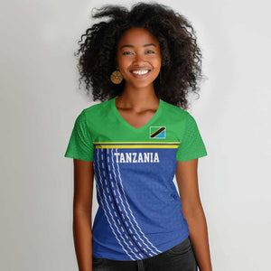 Custom Cicket African Tanzania Women V-Neck T-Shirt The Cows Tanzania Pattern - African Pride