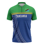 Custom Cicket African Tanzania Zipper Polo Shirt The Cows Tanzania Pattern