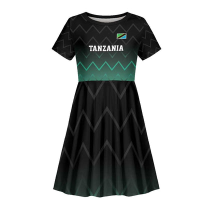 Custom Football African Tanzania Kid Short Sleeve Dress Retro 2023-24 Tanzania History - African Pride