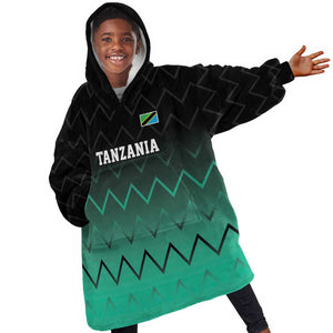 Custom Football African Tanzania Kid Wearable Blanket Hoodie Retro 2023-24 Tanzania History - African Pride