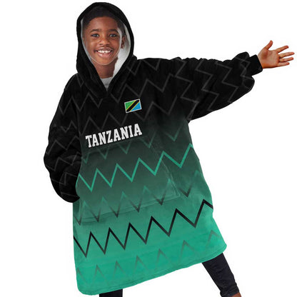Custom Football African Tanzania Kid Wearable Blanket Hoodie Retro 2023-24 Tanzania History - African Pride