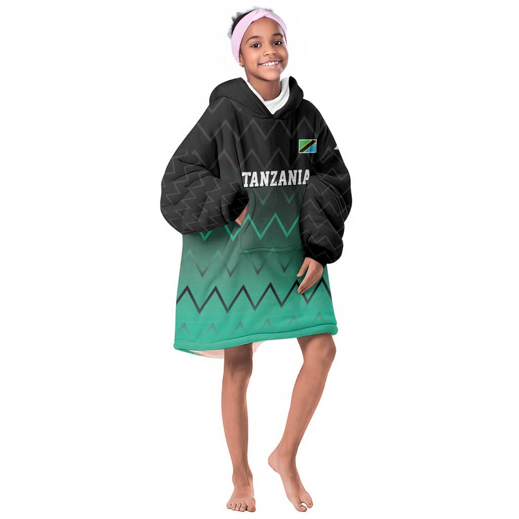 Custom Football African Tanzania Kid Wearable Blanket Hoodie Retro 2023-24 Tanzania History - African Pride