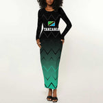 Custom Football African Tanzania Long Sleeve Bodycon Dress Retro 2023-24 Tanzania History - African Pride