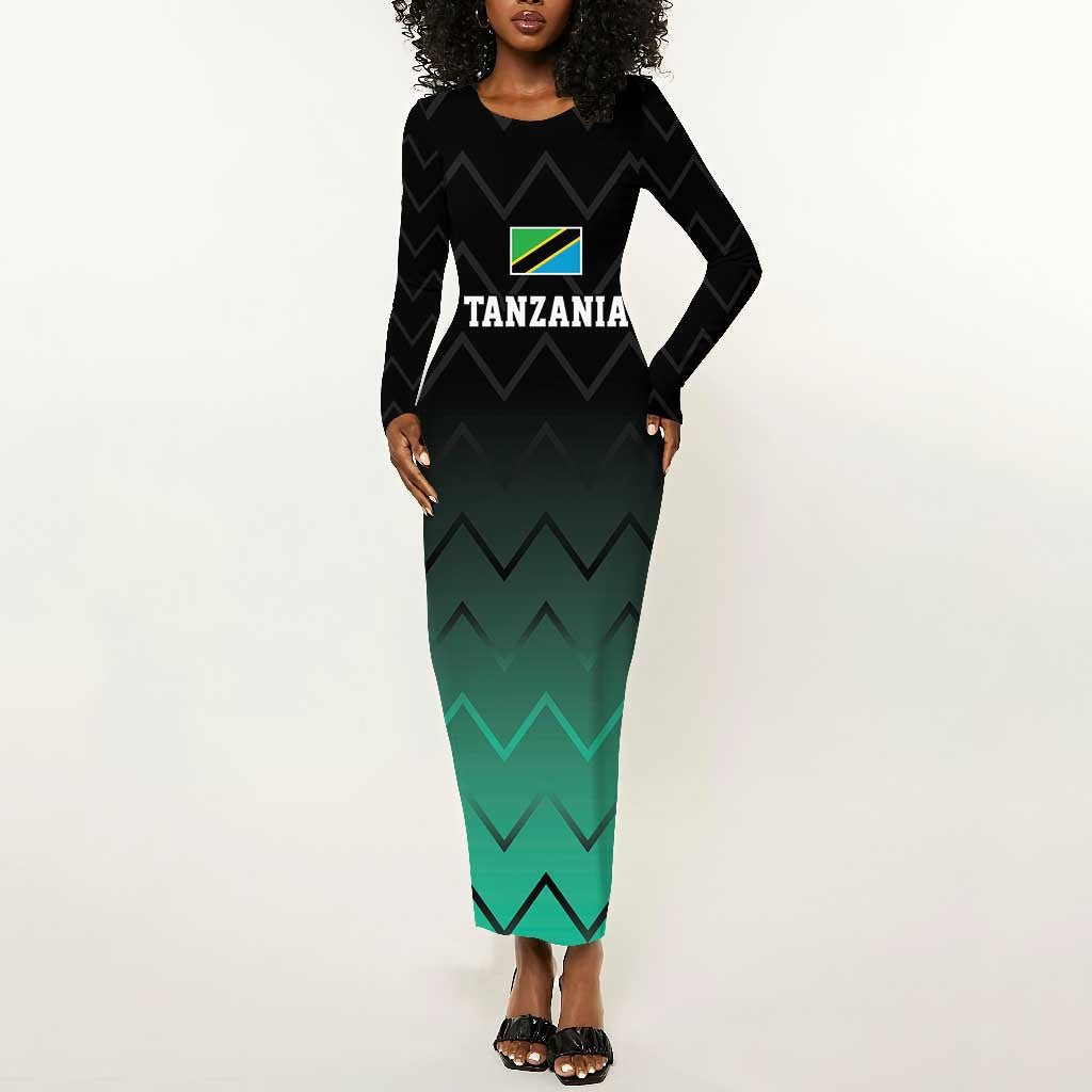Custom Football African Tanzania Long Sleeve Bodycon Dress Retro 2023-24 Tanzania History - African Pride