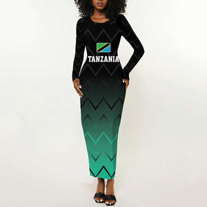 Custom Football African Tanzania Long Sleeve Bodycon Dress Retro 2023-24 Tanzania History - African Pride