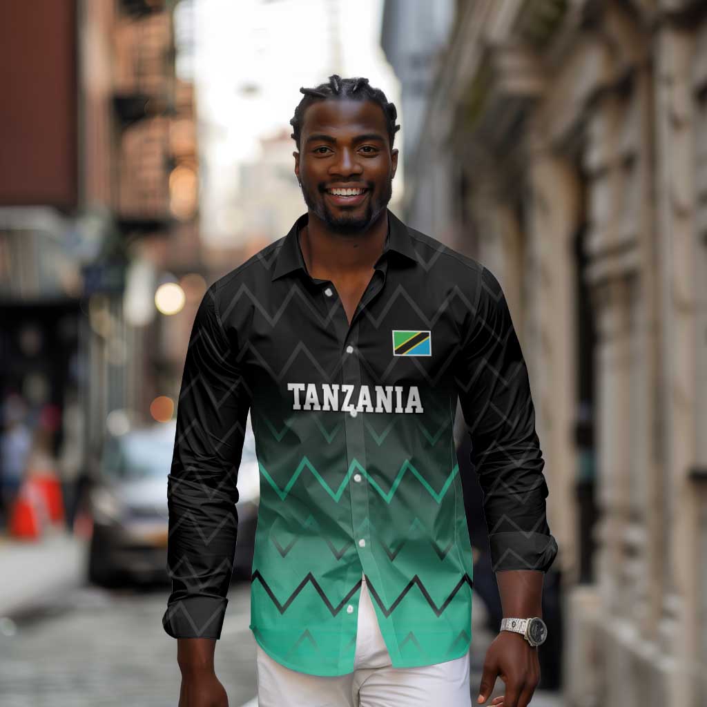 Custom Football African Tanzania Long Sleeve Button Shirt Retro 2023-24 Tanzania History - African Pride