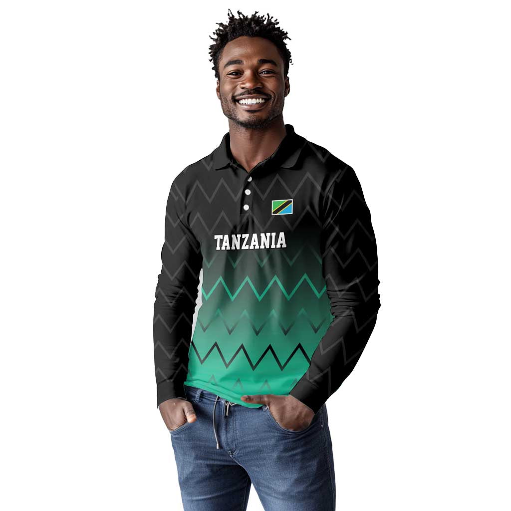 Custom Football African Tanzania Long Sleeve Polo Shirt Retro 2023-24 Tanzania History - African Pride