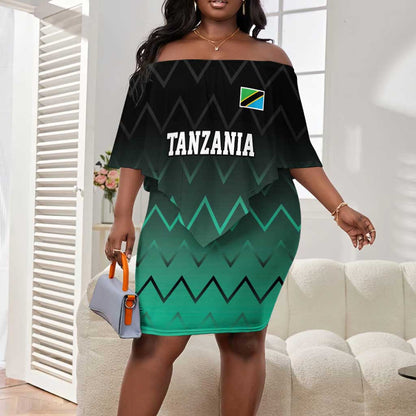 Custom Football African Tanzania Off Shoulder Short Dress Retro 2023-24 Tanzania History - African Pride