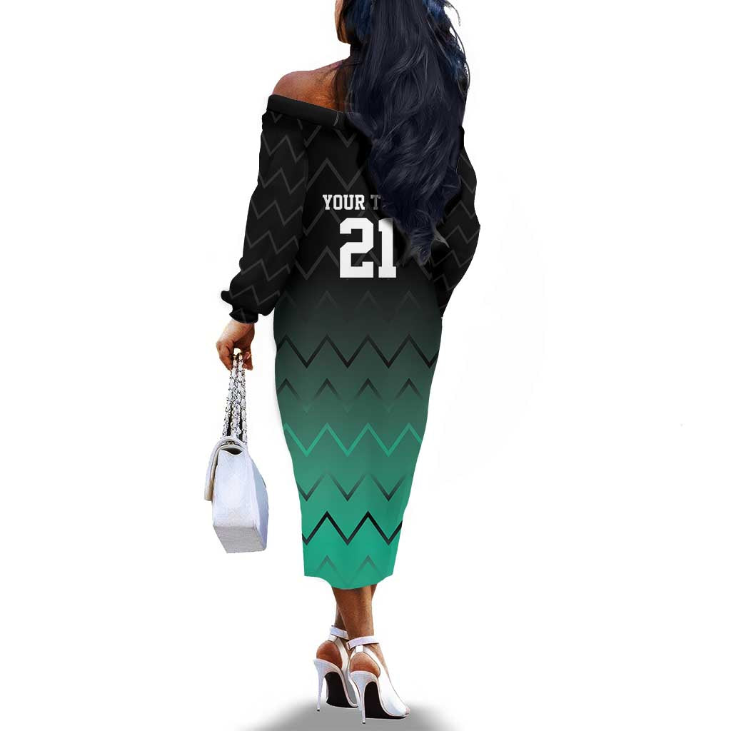 Custom Football African Tanzania Off The Shoulder Long Sleeve Dress Retro 2023-24 Tanzania History - African Pride