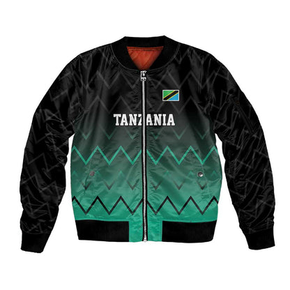 Custom Football African Tanzania Sleeve Zip Bomber Jacket Retro 2023-24 Tanzania History - African Pride