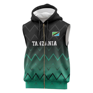 Custom Football African Tanzania Sleeveless Zip Hoodie Retro 2023-24 Tanzania History - African Pride