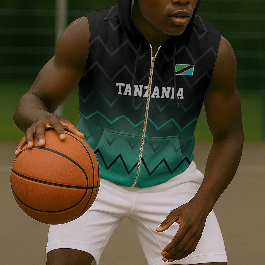 Custom Football African Tanzania Sleeveless Zip Hoodie Retro 2023-24 Tanzania History - African Pride