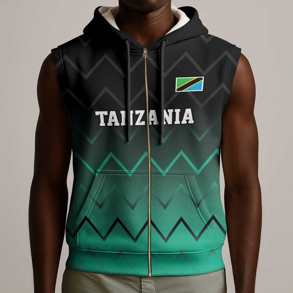 Custom Football African Tanzania Sleeveless Zip Hoodie Retro 2023-24 Tanzania History - African Pride